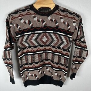 Vintage 90s Protege Collection 3D Textured Knit Sweater Medium Coogi Style USA